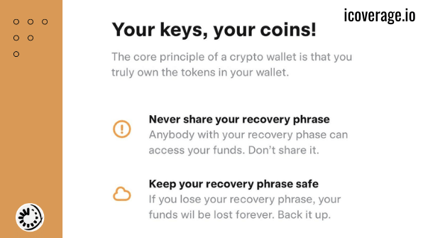 image of keys backup warning on ultimate crypto app